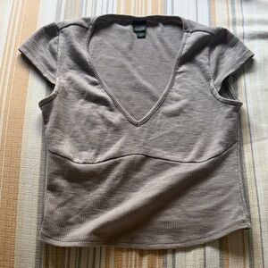 Wild Fable Taupe V-Neck Crop Top